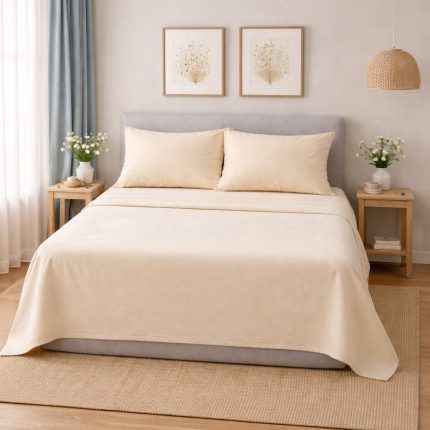 Soft Beige Double Bedsheet - DBS1988